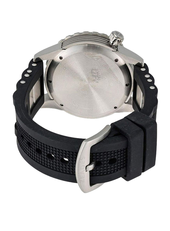 Zeades Monte Carlo Amiral Analog Watch for Men with Silicone and Steel Band, Water Resistant and Chronograph, ZWA01144, Silver/Black-Black