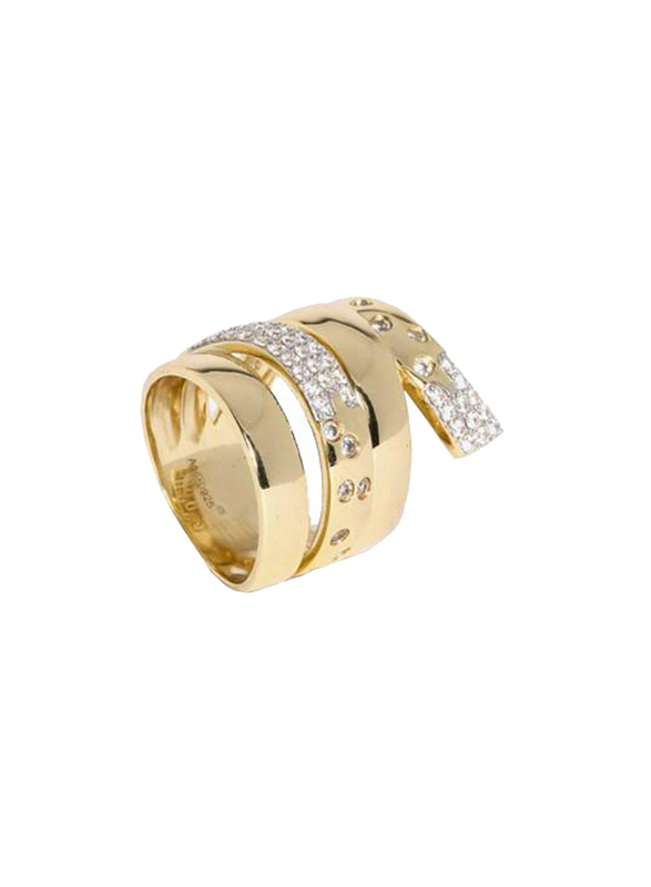 Apm Monaco 925 Sterling Silver Fashion Ring for Women with Cubic Zirconia Stone, Gold, EU 54