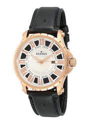 Zeades Monte Carlo La Royale Analog Watch for Men with Leather Band, Water Resistant, ZWA01243, Black-White
