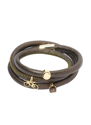 Christina Design London Leather Cord Multi Layer Bracelet for Women, with Racing Bike and Topaz Hut Drop, with Smokey Quartz Stone, Bronze
