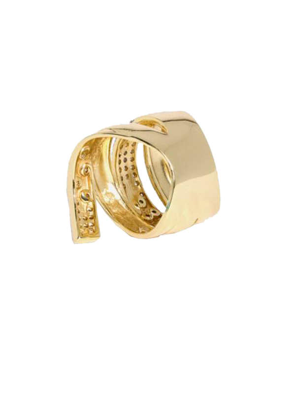 Apm Monaco 925 Sterling Silver Fashion Ring for Women with Cubic Zirconia Stone, Gold, EU 54