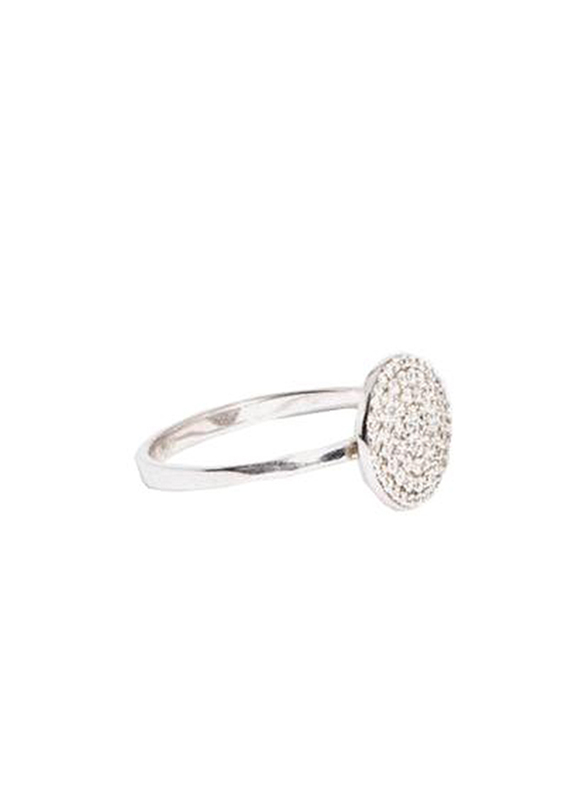 Apm Monaco 925 Sterling Silver Fashion Ring for Women with Cubic Zirconia Stone, Silver, EU 54