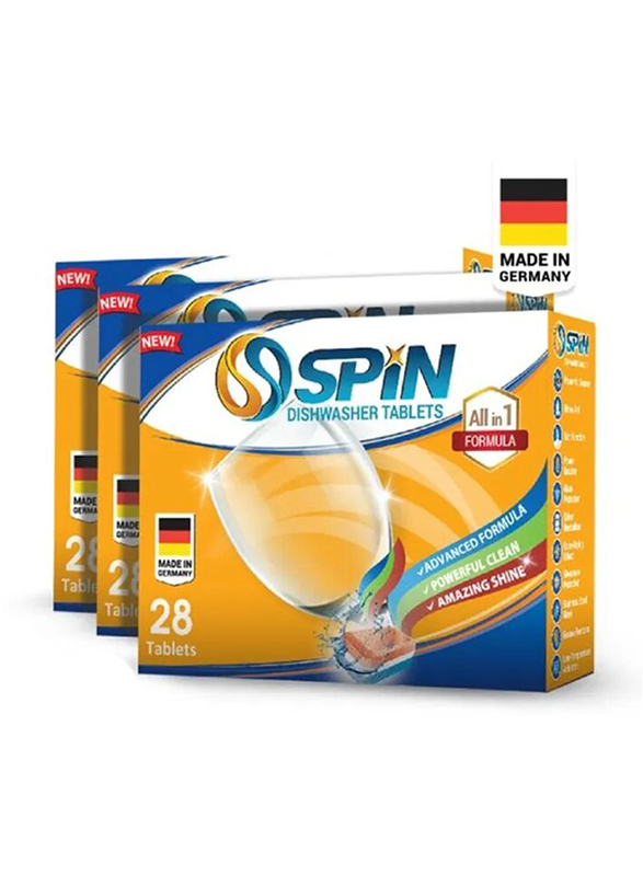 

Spin All In 1 Dishwasher Tablets Set, 3 Pieces x 28 Tablets