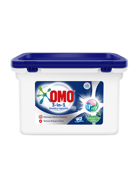 

Omo 3 In 1 Pods Eucalyptus Scent Washing Liquid Capsules, 15 Counts