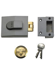 Yale Deadlocking Nightlatch with Key, Grey/Gold/Silver