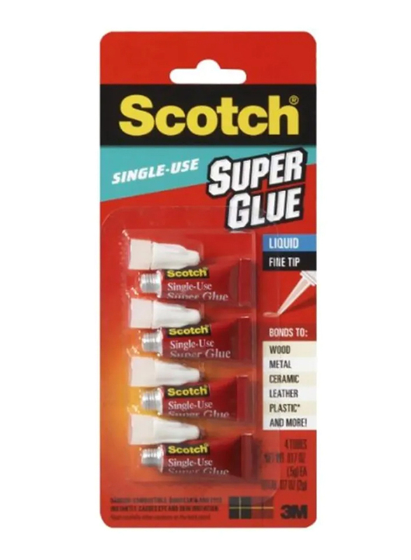 Scotch Super Glue Liquid, 0.07Oz, 4 Pieces, Clear