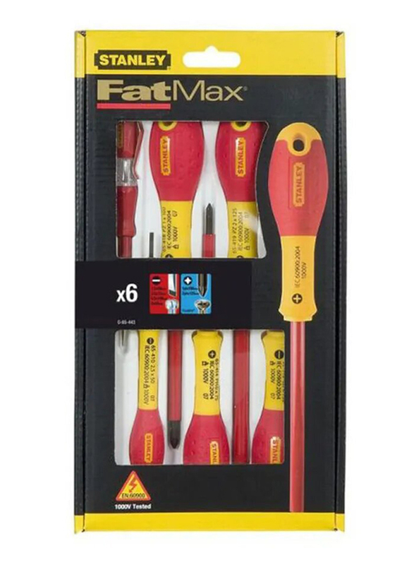 

Stanley 6-Piece FatMax Insulated Slotted Pozi Screwdrivers Set, Yellow/Red