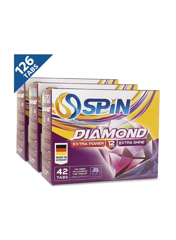 

Spin Diamond Dishwasher Detergent Tablets Set, 3 Pieces x 42 Tablets