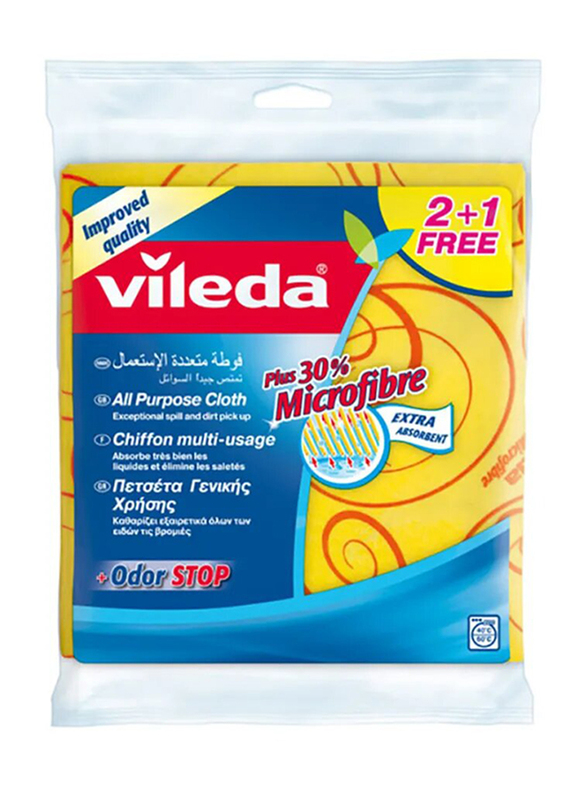 

Vileda All Purpose Cleaning Cloth, Yellow/Red, 3 Pieces