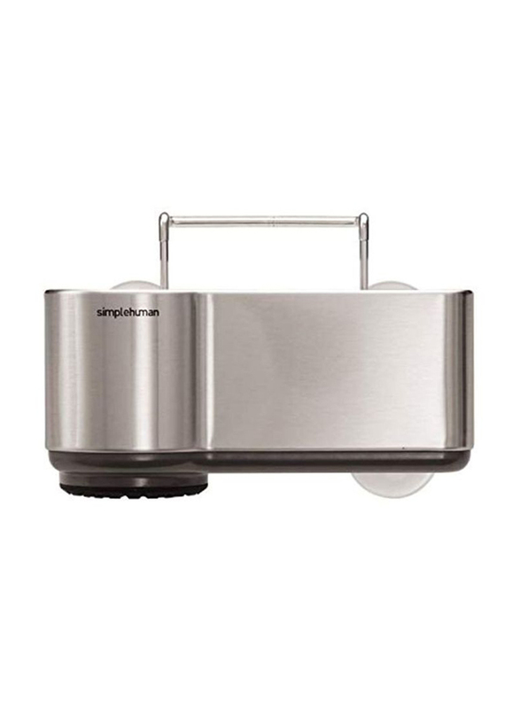 Simple Human Stainless Steel Sink Caddy with Suction Cup, Silver/Black