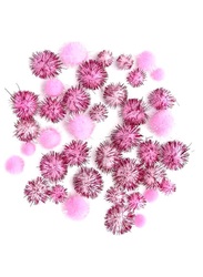 Darice 40-Piece Tinsel Craft Pom Set, Pink