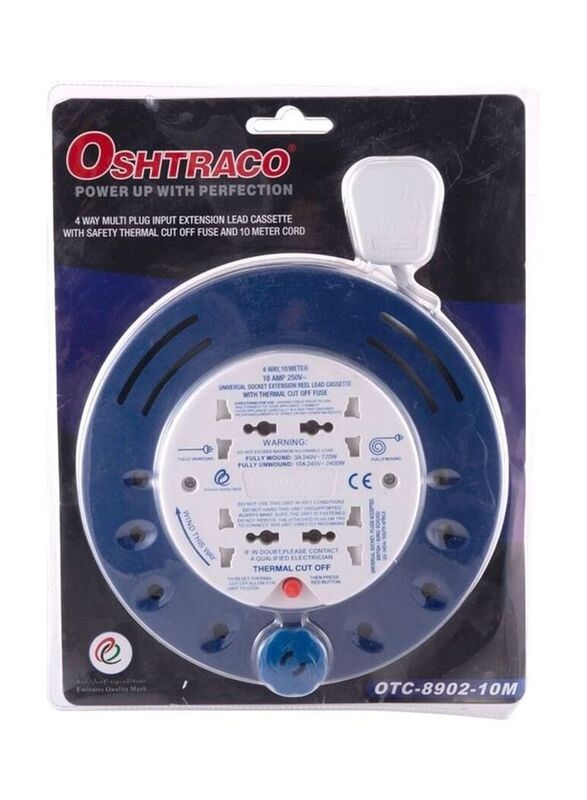 

Oshtraco 4-Socket Cassette Extension Lead, Multicolour, 10 Meters
