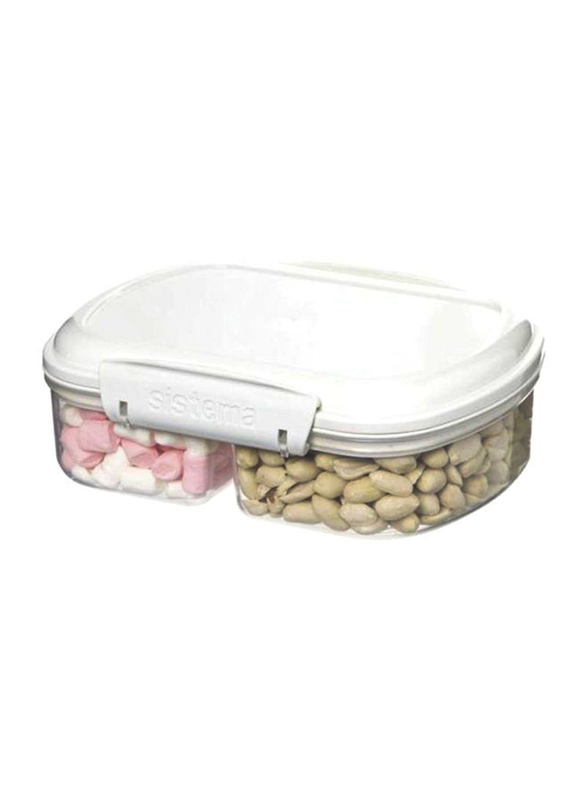 Sistema Food Storage Container with Split Compartments, 600ml, Clear/White