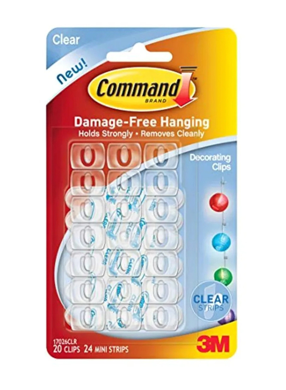 3M Command Clips, 20-Piece, Clear