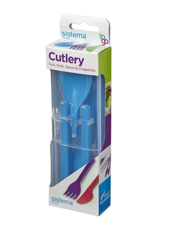 Sistema 4-Piece To Go Cutlery Set, Blue