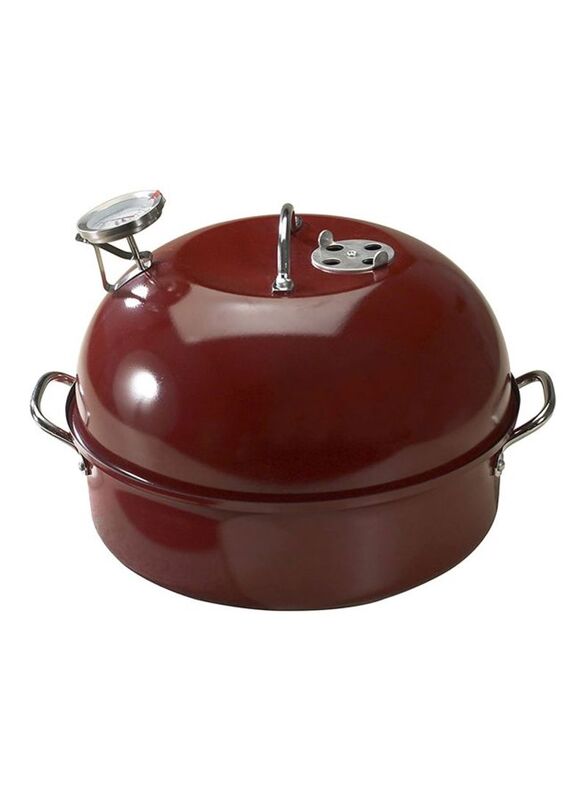 

Nordic Ware Aluminized Steel Kettle Smoker with Lid, Red