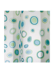 InterDesign Bubble Printed Shower Curtain, White/Blue/Green