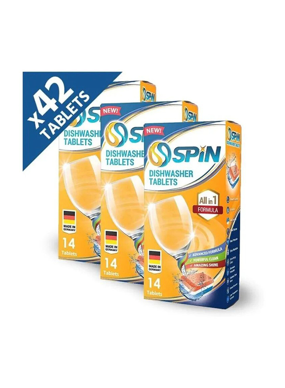

Spin All In 1 Dishwasher Tablets Set, 3 Pieces x 14 Tablets