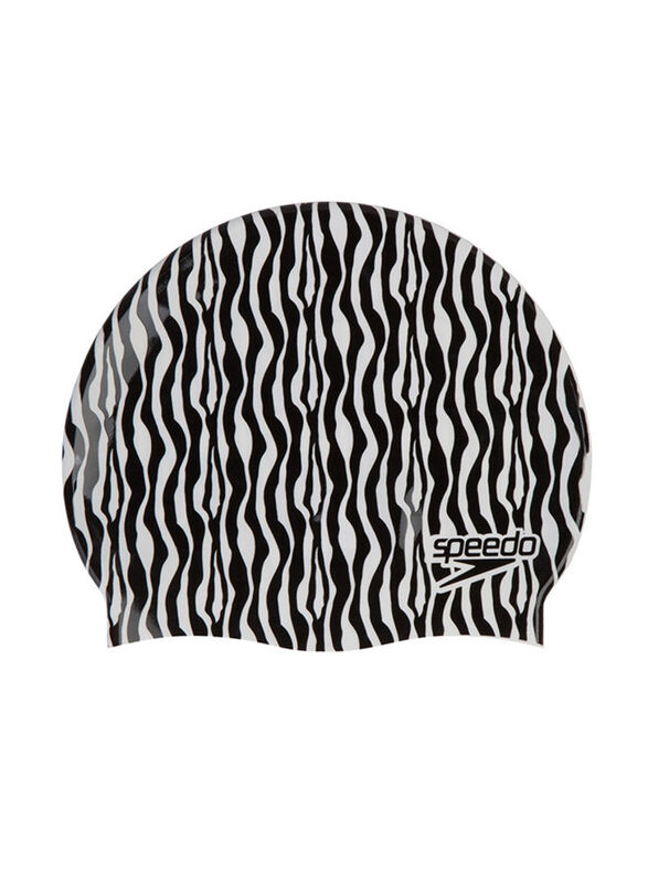 

Speedo Slogan Print Swimming Cap, Black/White