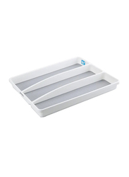 Madesmart 3 Compartment Utensil Rectangle Tray, White/Grey