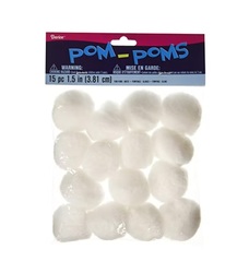 Darice 15-Piece Pom Poms, White