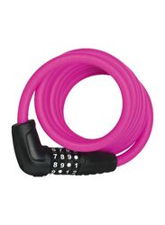 Abus 2-Piece Numero Coiled Cable Lock, Pink