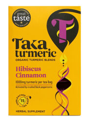 Taka Turmeric Organic Turmeric Blends Hibiscus Cinnamon Tea, 15 Tea Bags x 36g