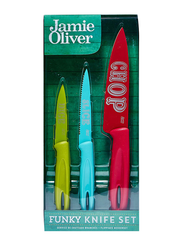 

Jamie Oliver 3-Piece Funky Knife Set, Green/Blue/Red