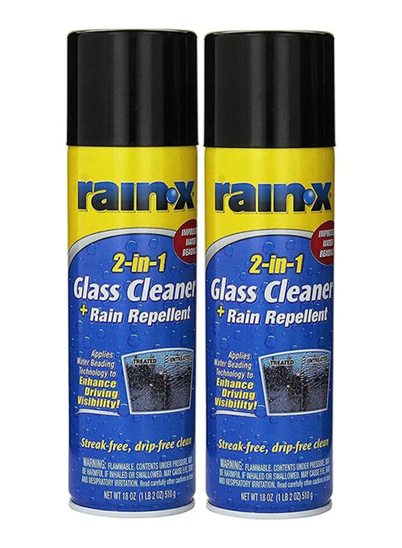

Rain-X 2-Piece 510gm 2-in-1 Glass Cleaner with Rain Repellent, Multicolour