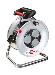 Brennenstuhl 3 Way Garant Universal Cable Reel Socket Extension with 25-Meter Cable, Grey