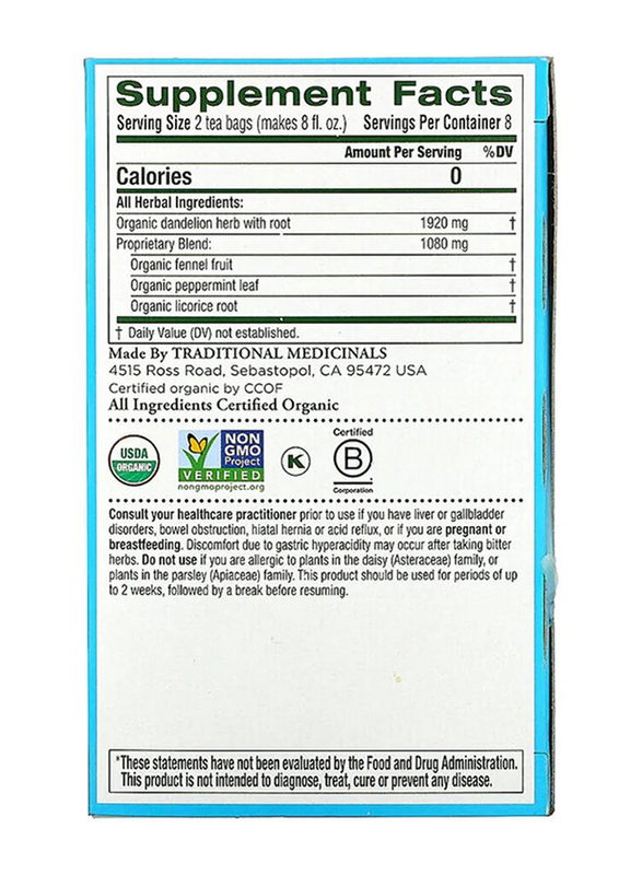 Traditional Medicinals Organic Everyday Detox Dandelion Herbal Tea, 24g