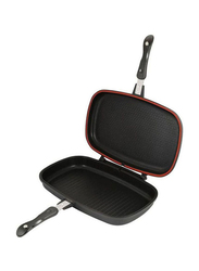 36cm Non Stick Rectangle Double Side Casting Grill Frying Pan, DB20-12345-20, Black