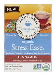 Traditional Medicinals Organic Stress Ease Cinnamon Herbal Tea, 24g