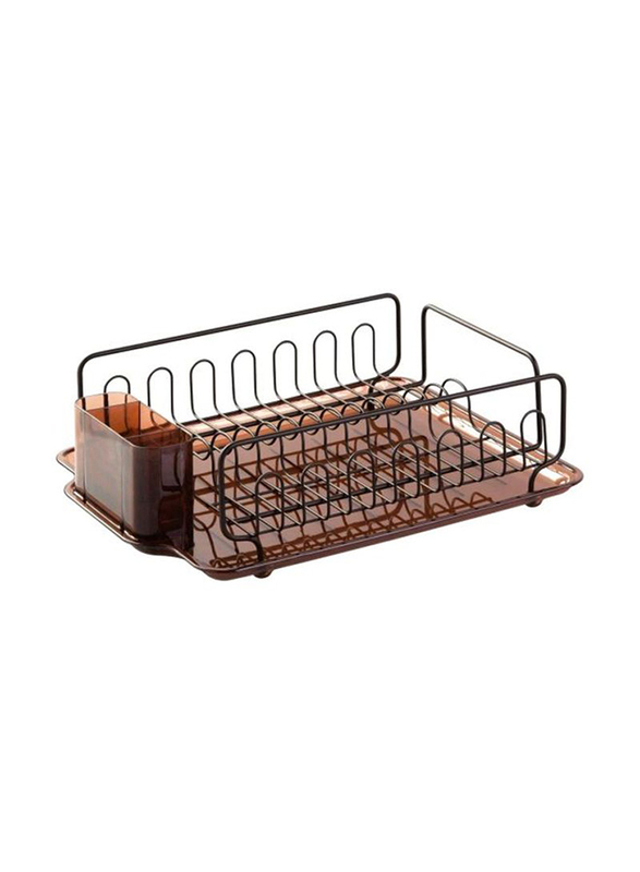 

InterDesign Sink Dish Drainer and Tray Set, Black/Brown