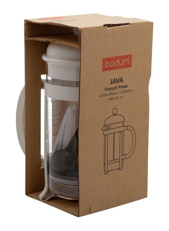 Bodum 1L Java French Press Coffee Maker, White/Clear