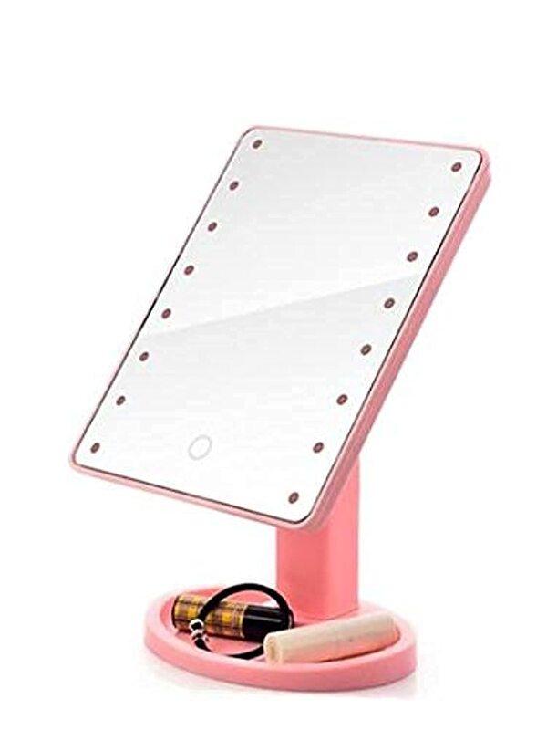 

Generic Tabletop Portable Backstage Makeup Mirror & Tray with Lights, Pink