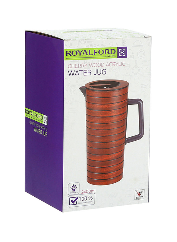 Royalford 2.4 Ltr Acrylic Jug, Cherry Wood Brown