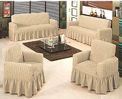 Turkish Model Sofa Cover Set, 4 Pieces, Beige