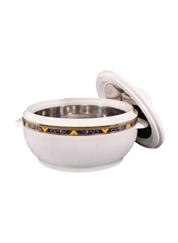 Royalford Plastic Classic Round Casserole, 32x27x19cm, White/Blue/Yellow