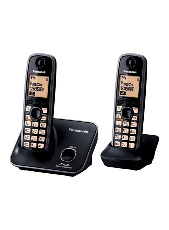

Panasonic 2-Piece Cordless Phone Set with Stand, Black/Peach