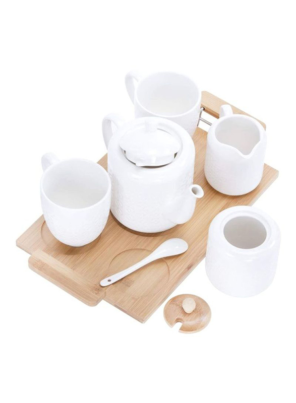 Royalford 600ml 6-Piece Porcelain Tea Set, Brown
