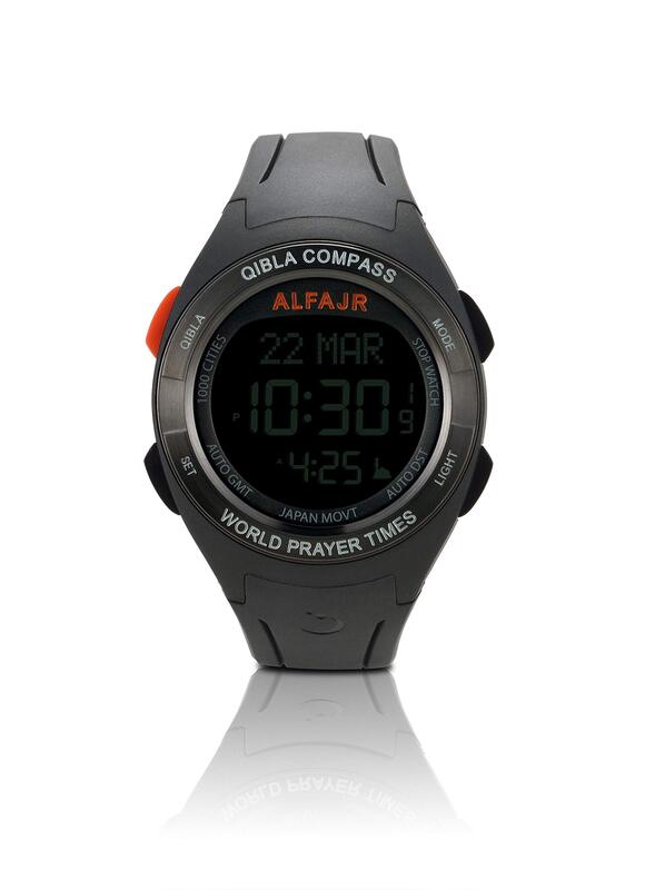 

Al Fajr Compass Design Digital Watch for Men with Rubber Band, Water Resistant, WQ-18, Black