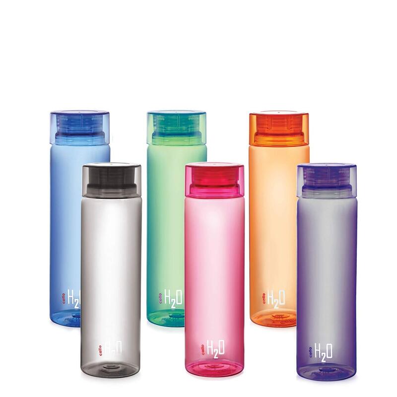 

Cello 1 Liter 6-Piece H2O Unbreakable Plastic Bottles, Multicolour