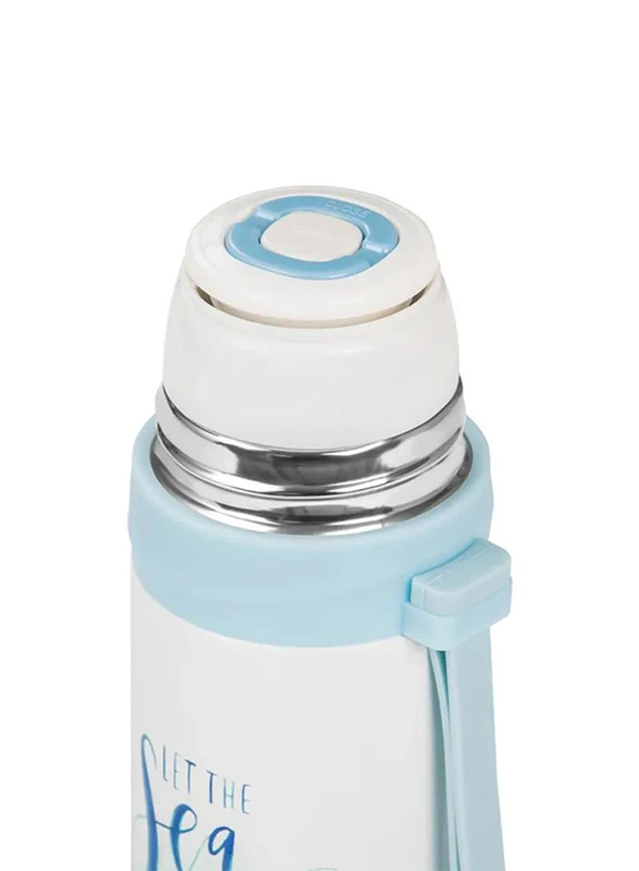 Royalford 500ml Stainless Steel Vacuum Flask, Blue/White