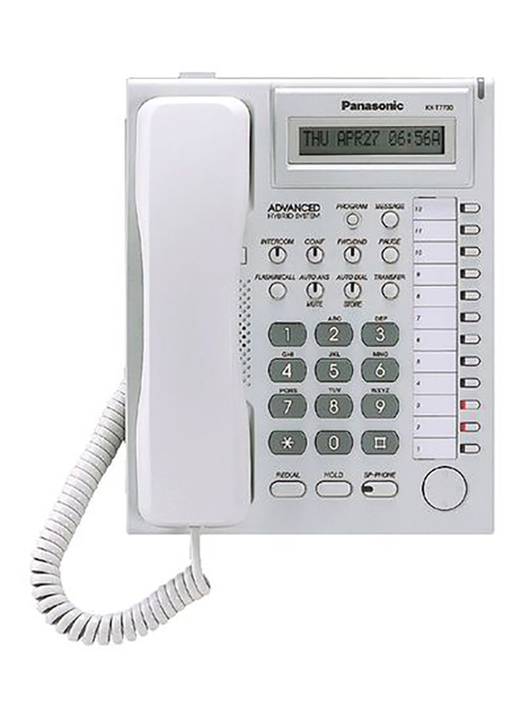 Panasonic KX-T7730 Corded Single Line Telephone, White/Grey