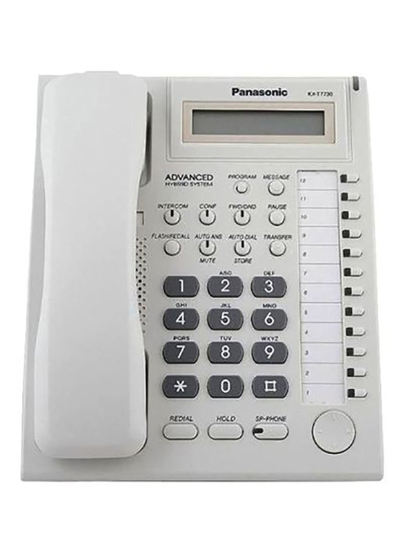 Panasonic KX-T7730 Corded Single Line Telephone, White/Grey
