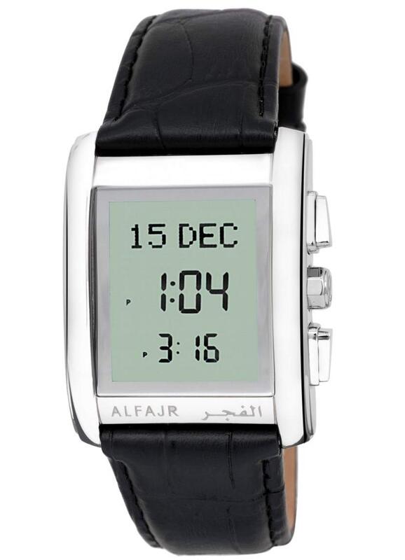 

Al Fajr Digital Watch for Men with Lather Band, Water Resistant, WS-06L, Black/Grey