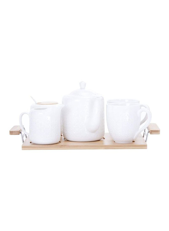 Royalford 600ml 6-Piece Porcelain Tea Set, Brown