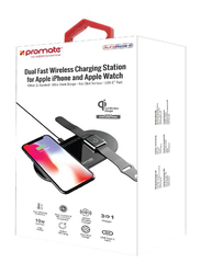 Promate AuraBase-2 Dual Fast Wireless Charging Station, Black