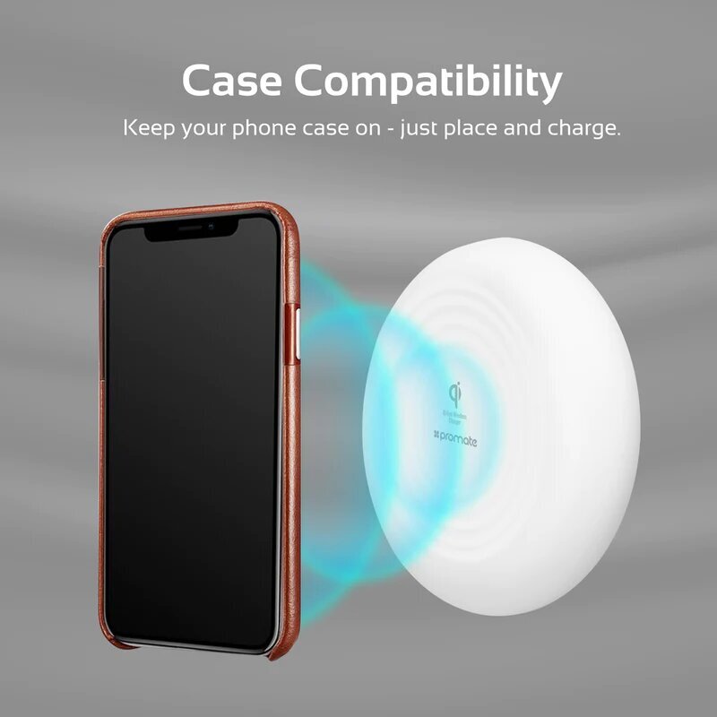 Promate Cloud-Qi Wireless Charging Pad with Colorful LED Lights, White
